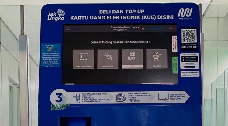 MRT Jakarta Sediakan Mesin Isi Ulang Uang Elektronik