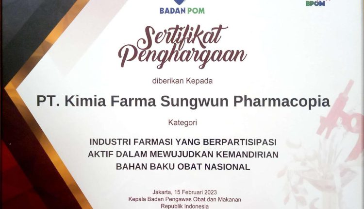Anak Perusahaan Kimia Farma Raih Penghargaan dari BPOM
